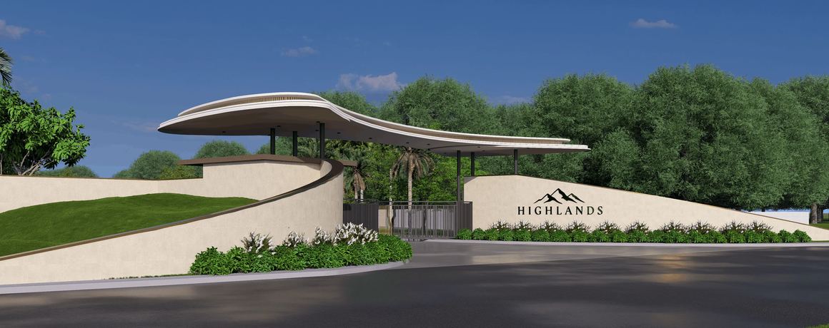 Radiance Highlands – landscaped entrance arch with Highlands signage (artist's impression)